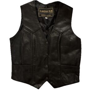 Vintage American Top Leather Women’s Black Biker Vest Medium